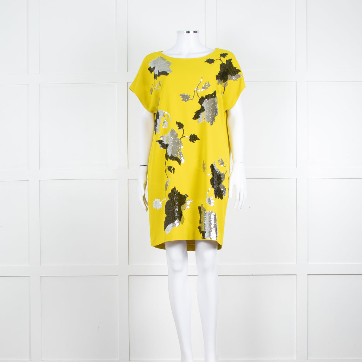 Diane Von Furstenberg Chartreuse Sequin Front Tunic Dress