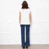 D'Exterior Cream Cap Sleeve Zigzag Pattern Top