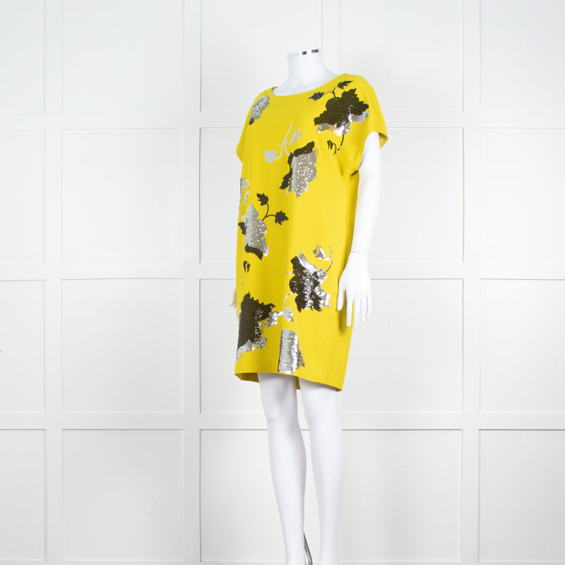 Diane Von Furstenberg Chartreuse Sequin Front Tunic Dress