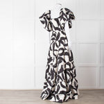 Rebecca Vallance Black and Cream Puff Sleeve Tiered Pompidou Dress