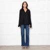 Dea Kudibal Black Silk Blend V Neck Sleeved Top