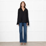 Dea Kudibal Black Silk Blend V Neck Sleeved Top
