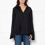 Dea Kudibal Black Silk Blend V Neck Sleeved Top