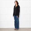 Dea Kudibal Black Silk Blend V Neck Sleeved Top