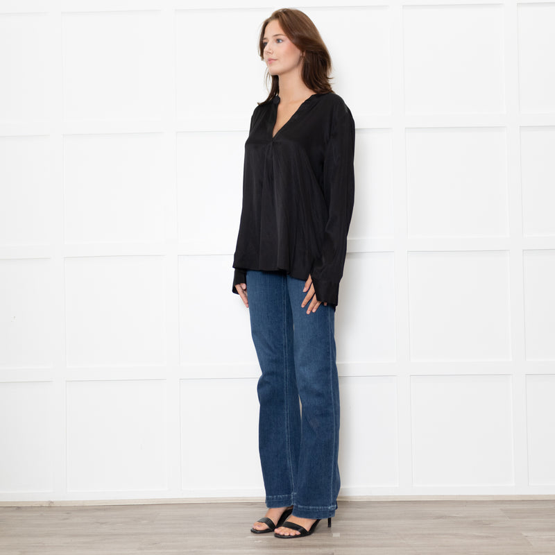 Dea Kudibal Black Silk Blend V Neck Sleeved Top