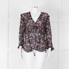 Iro Black Pink Floral Sheer Long Sleeve Top
