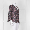 Iro Black Pink Floral Sheer Long Sleeve Top