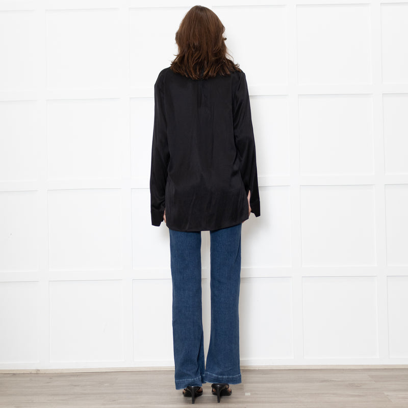 Dea Kudibal Black Silk Blend V Neck Sleeved Top