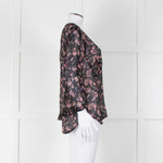 Iro Black Pink Floral Sheer Long Sleeve Top