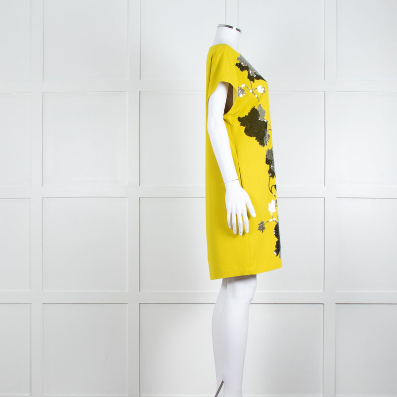 Diane Von Furstenberg Chartreuse Sequin Front Tunic Dress