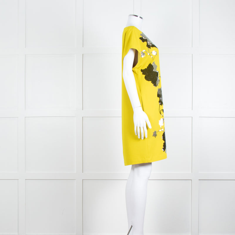 Diane Von Furstenberg Chartreuse Sequin Front Tunic Dress