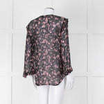 Iro Black Pink Floral Sheer Long Sleeve Top