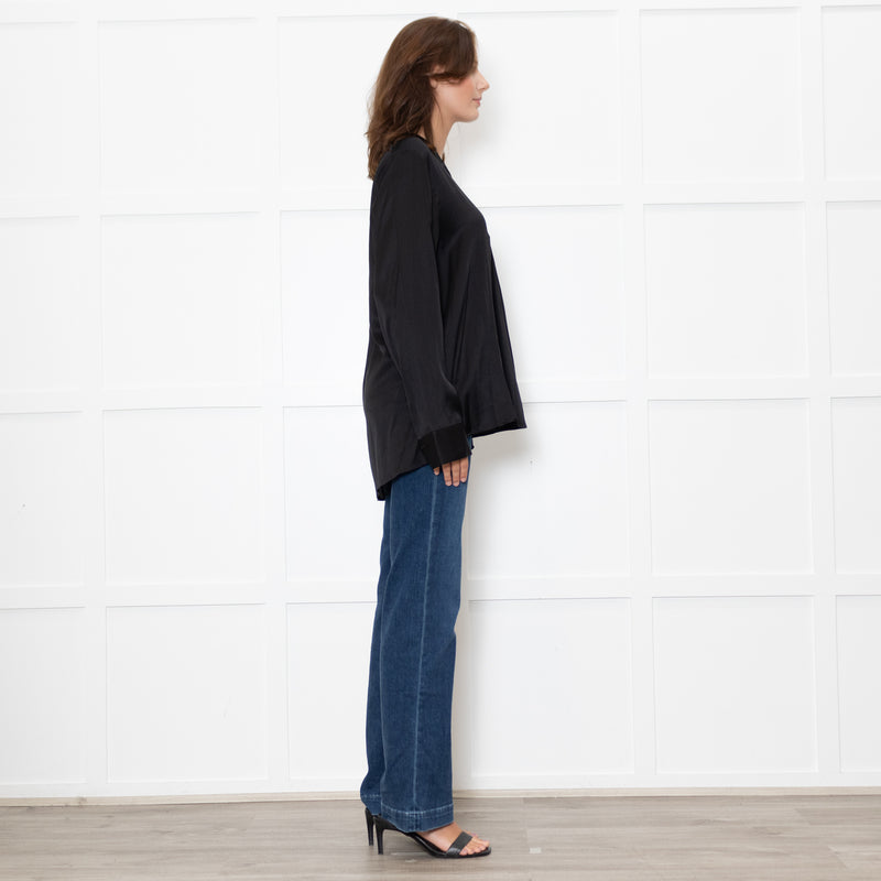 Dea Kudibal Black Silk Blend V Neck Sleeved Top