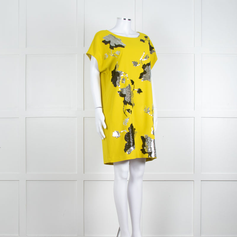 Diane Von Furstenberg Chartreuse Sequin Front Tunic Dress