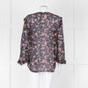 Iro Black Pink Floral Sheer Long Sleeve Top