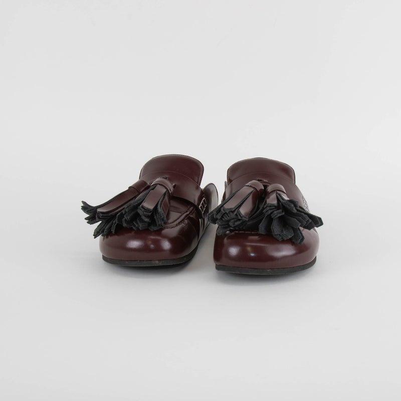 JW Anderson Burgundy Tassel Leather Mules