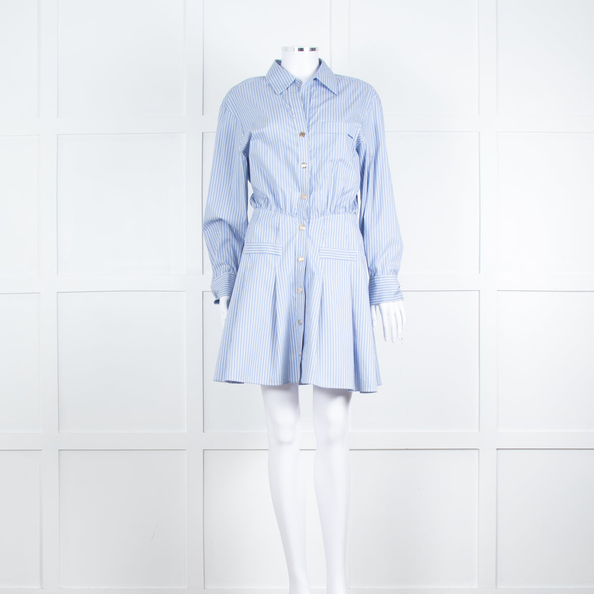 Maje Blue Stripe Cotton Shirt Dress
