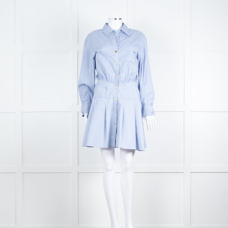Maje Blue Stripe Cotton Shirt Dress