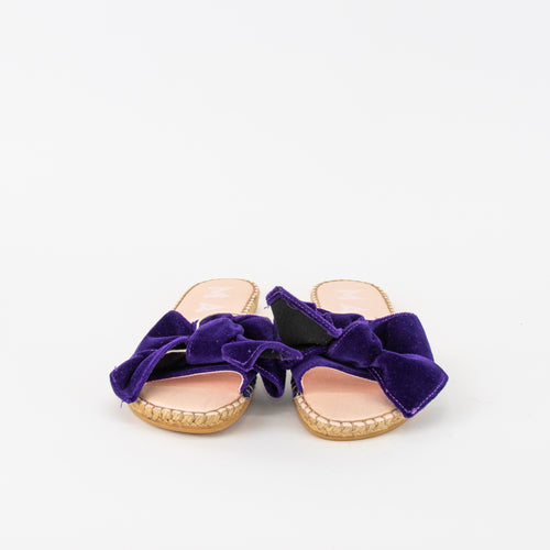 Manebi Velvet Purple Bow Sliders