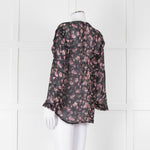 Iro Black Pink Floral Sheer Long Sleeve Top