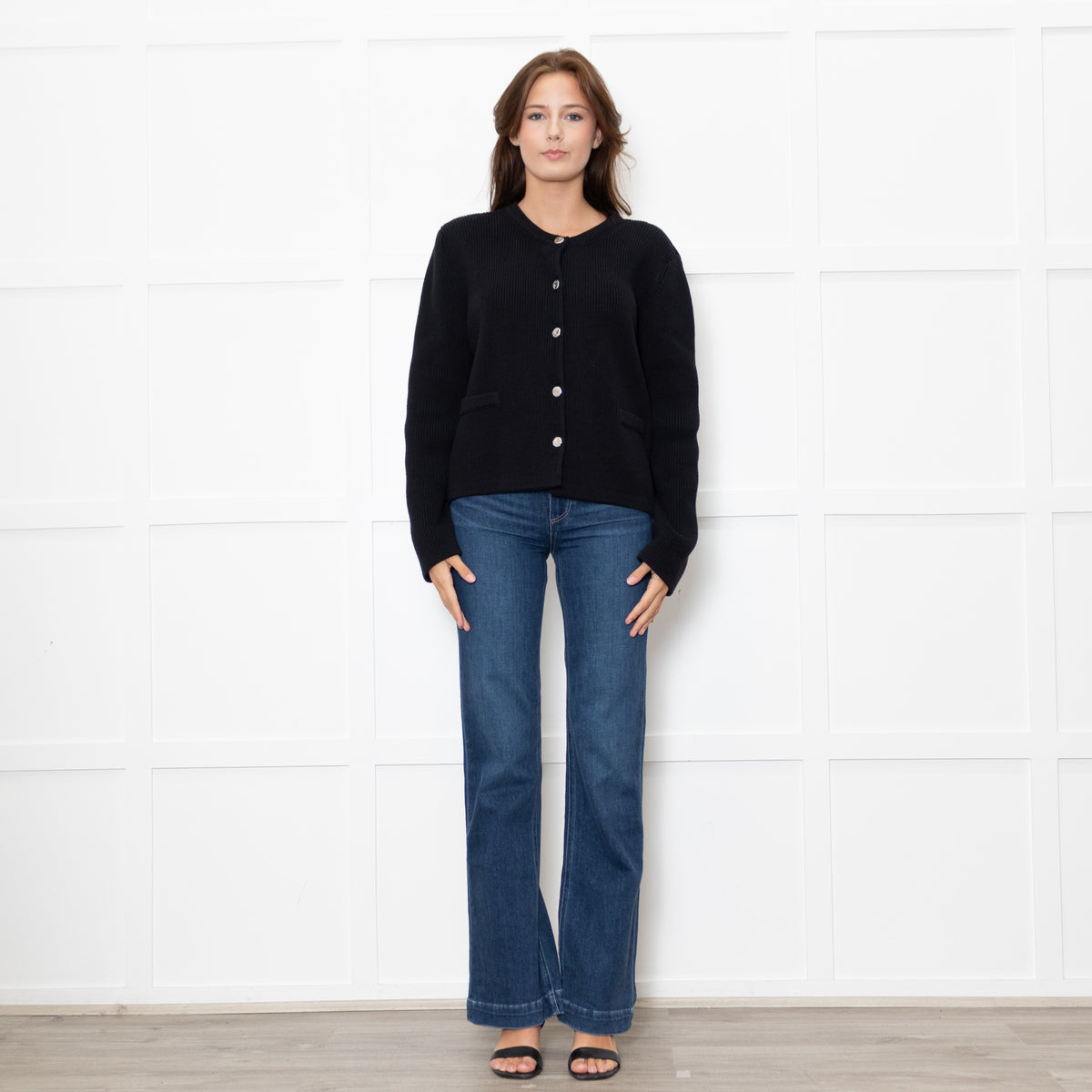 Almada Label Navy Nova Cotton Knit Cardigan