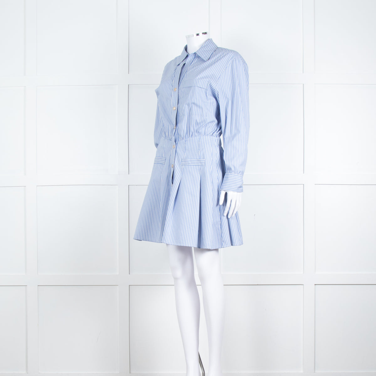 Maje Blue Stripe Cotton Shirt Dress