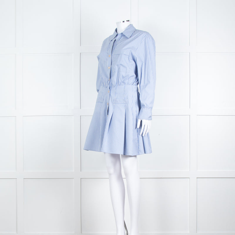Maje Blue Stripe Cotton Shirt Dress