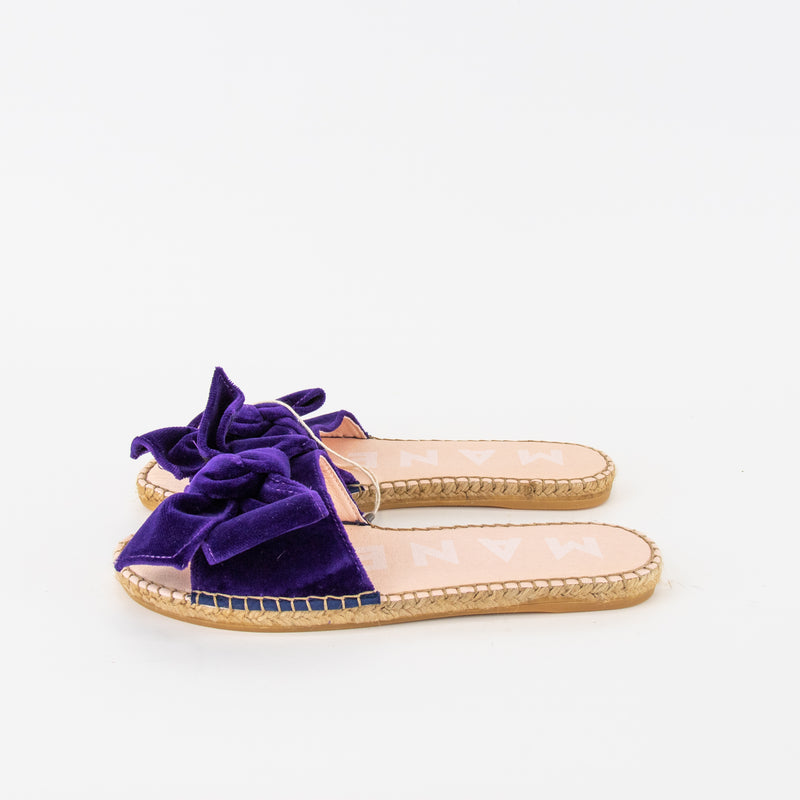 Manebi Velvet Purple Bow Sliders