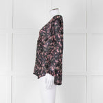 Iro Black Pink Floral Sheer Long Sleeve Top