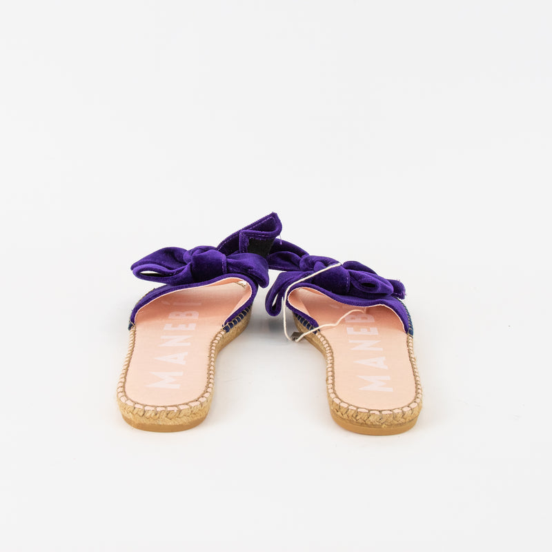 Manebi Velvet Purple Bow Sliders