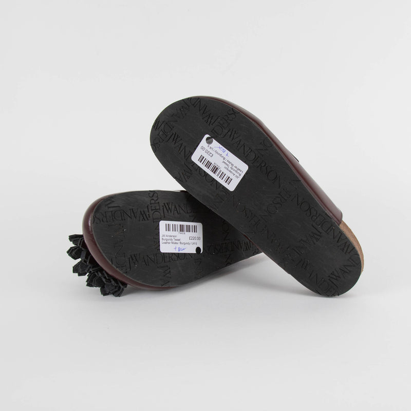 JW Anderson Burgundy Tassel Leather Mules