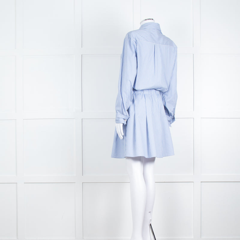 Maje Blue Stripe Cotton Shirt Dress