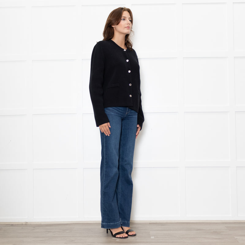 Almada Label Navy Nova Cotton Knit Cardigan