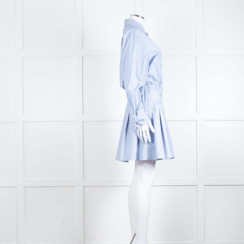 Maje Blue Stripe Cotton Shirt Dress
