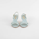 Chanel Pale Blue Quilted Cork Wedge Sandals