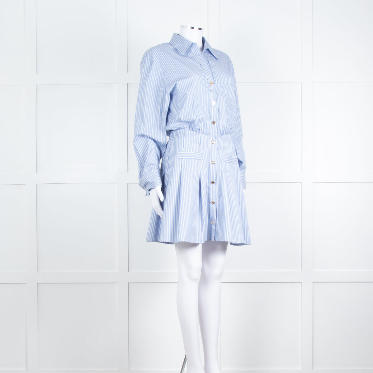 Maje Blue Stripe Cotton Shirt Dress