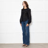 Veronica Beard Black Applique Ramie Blouse