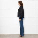 Veronica Beard Black Applique Ramie Blouse