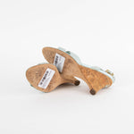 Chanel Pale Blue Quilted Cork Wedge Sandals