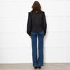 Veronica Beard Black Applique Ramie Blouse