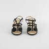 Chanel Black Faux Pearl Trim Bow Sandals