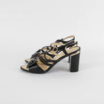 Chanel Black Faux Pearl Trim Bow Sandals