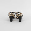 Chanel Black Faux Pearl Trim Bow Sandals