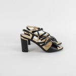 Chanel Black Faux Pearl Trim Bow Sandals