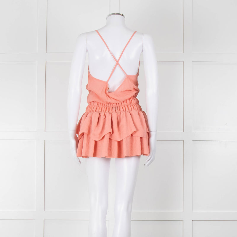 Maje Peach Sleeveless Mini Sun Dress