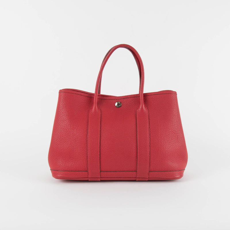Hermes Rouge Garden Party 30 Togo Leather Bag