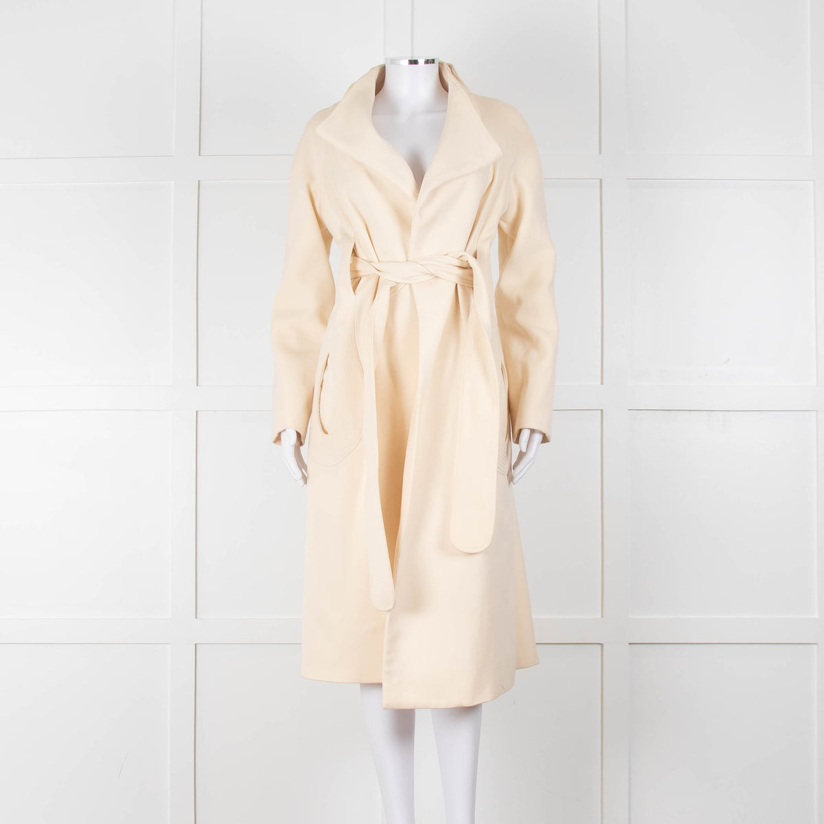 Carl Kapp Cream Belted Edge To Edge Coat