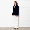 Me + Em Navy Velvet Straight Fit Blazer