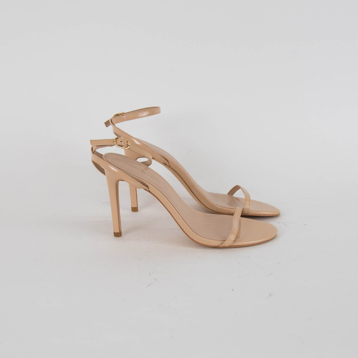 Stuart Weitzman Nude Patent Ankle Strap Sandals