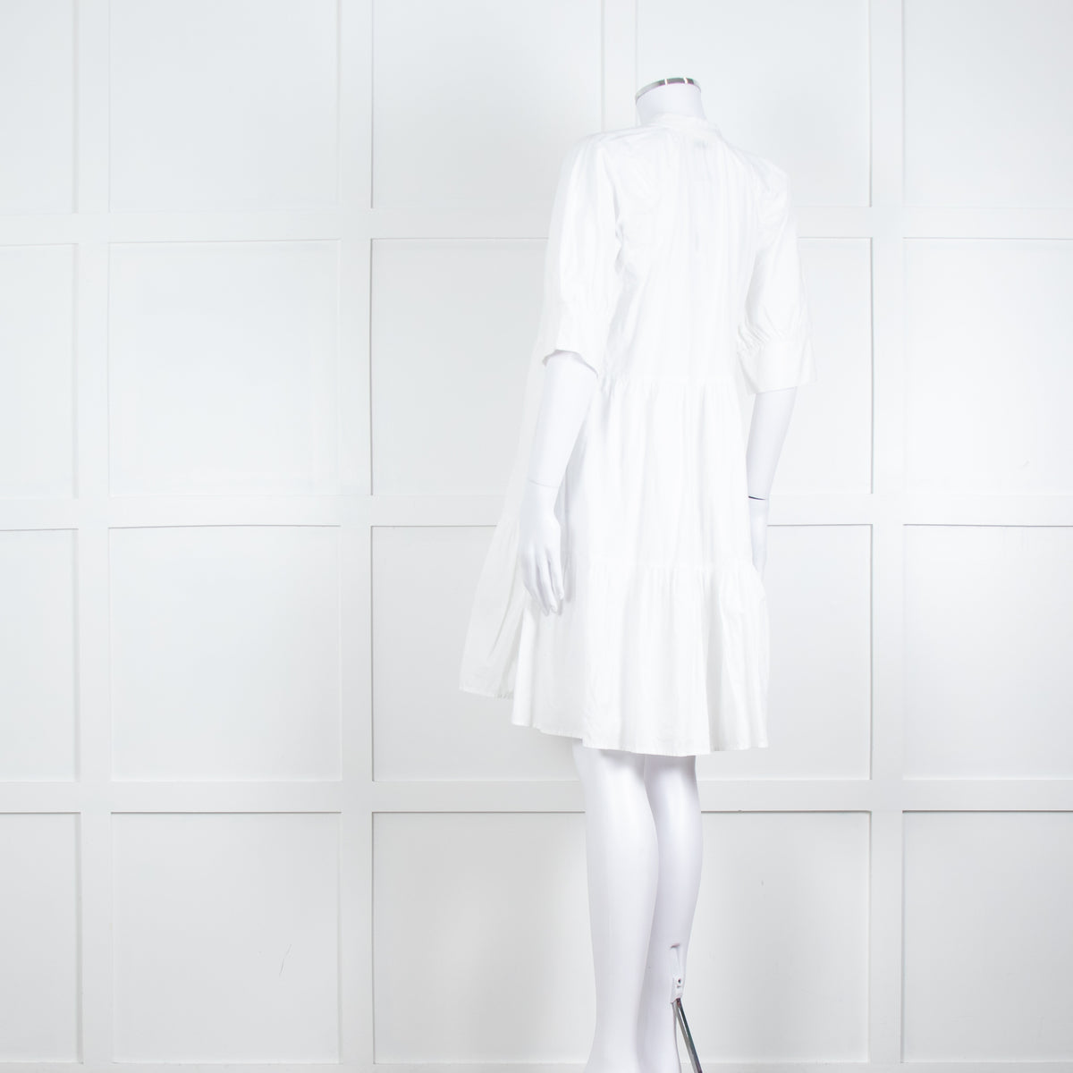 Ottod'Ame White Cotton Puff Sleeve Tiered Dress